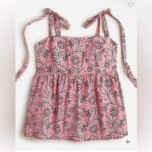 NWT JCREW SIZE 6 women Coral Floral Tie-shoulder tank top in Ratti® coral vines